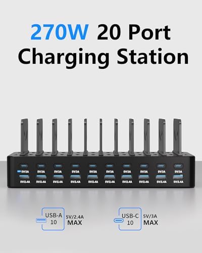 20-Port 270W Charging Station for Multiple Devices, USB Charger Station - Image 2