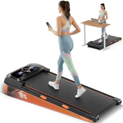 Walking Pad with Auto Incline 15% 12-Level & Speaker, 3 in 1 Under Desk Treadmill, Walking Pad 450lbs Capacity RGB UI Screen, 3.5HP Quiet Portable Walking Pads Desk Treadmills for Home, APP & Remote by %E2%80%8ETrisomy
