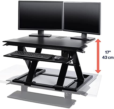 Ergotron – WorkFit-TX Standing Desk Converter, Dual Monitor Sit Stand Ergonomic Desk Riser for Tabletops – 32 Inch Width, Black - Image 6