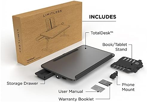Limitless TotalDesk Portable Modern Workstation and Lap Desk with Adjustable Height & Tilt (Black) - Image 4
