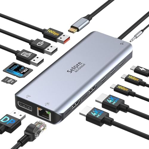 USB C Docking Station Dual Monitor, Selore 13-in-1 Triple Monitor Hub by SeloreS-Global