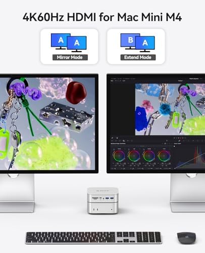 ORICO MiniRaid, Mac mini M4 Dock with Dual-Bay M.2 NVMe/SATA SSD Enclosure for Mac mini M4 Pro, Raid 0/1/PM, USB C HUB with HDMI 4K@60Hz, 10Gbps/5Gbps USB, RJ45, SD/TF, PD 60W for Creator - Image 5