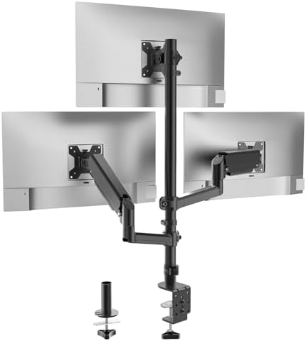 WALI Stacked Triple Monitor Mount for 13-27 inch Screens, 19.8 lbs per Arm by WALI