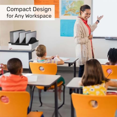 Line Leader 12-Device Open Charging Station | Compact Desktop Charger for Laptops, Tablets, & Chromebooks | Space-Saving Design with Adjustable Dividers & UL Safety-Certified Power Strip - Image 5