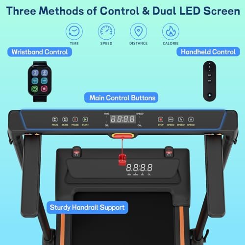 Foldable 4 in 1 Treadmill Walking Pad with Incline Remote Control Compact 3.0HP Under Desk Treadmill for Home Office Fitness 300 lbs Capacity with Handle Bar - Image 4
