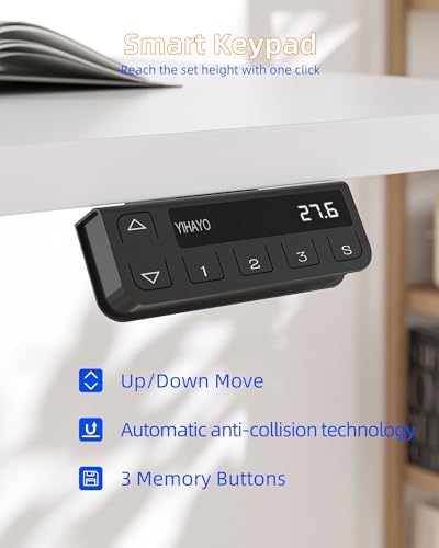 YIHAYO Electric Standing Desk with Drawers, 40 x 24 Inches Adjustable Desk with Storage Shelf, Stand Up Desk with Splice Board, Computer Table for Home Office,White Frame/White Top - Image 7