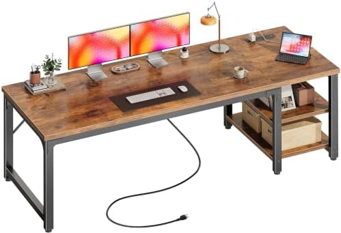 Huuger 71'' x 23.6'' Computer Desk with Power Outlets, 0.95'' Thick Desktop by Huuger