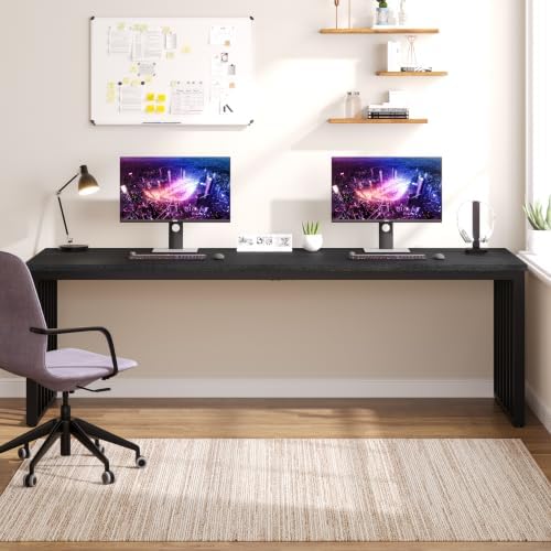 Tribesigns 78.74" Extra Long Computer Desk for 2 Person, Double Long Desk with Heavy Duty Metal Frame, Double Workstation Study Table for Home Office (Without Chair) (Black) - Image 4