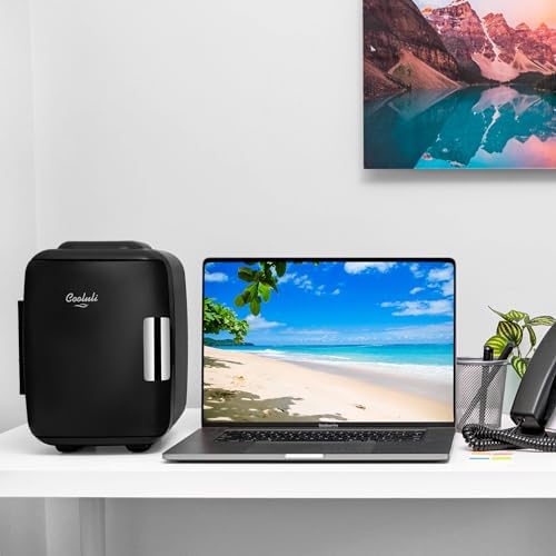 Cooluli Mini Fridge for Bedroom-Car,Office Desk&Dorm Room-Portable 4L/6 Can Electric Plug In Cooler&Warmer for Food,Drinks,Skincare Beauty-&Makeup-12v AC/DC-&Exclusive USB Option,Black,(Pack of 6) - Image 4