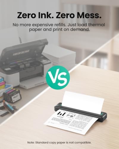 P2 Pro Portable Inkless Printer, 300 DPI Wireless Thermal Printing for iPhone Android Laptop PC, for Travel Remote Work Home Office School, Black - Image 3