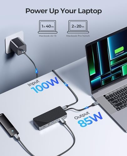 ORICO USB-C Hub with M.2 SSD Enclosure, 8-in-1 USB C Docking Station Fits M.2 NVMe/SATA SSD, 10Gbps, 4K@60Hz HDMI, 100W PD, Ethernet - OM28PR - Image 6