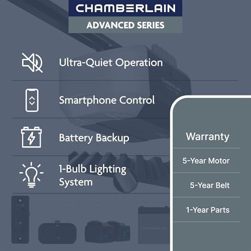 Chamberlain Belt Drive myQ Garage Door Opener, 1/2 HP w/Battery Backup - Image 2