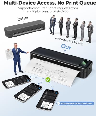 TATTMUSE AirPrint Wi-Fi Inkless Portable Printer for Travel, 8.5x11, Black - Image 4