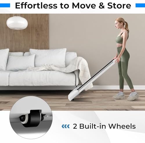 GYMAX Walking Pad, 2.25HP Under Desk Treadmill with LED Display, Remote Control & 7-Layer Belt, Compact Portable Jogging Running Machine for Home Office Small Space - Image 6