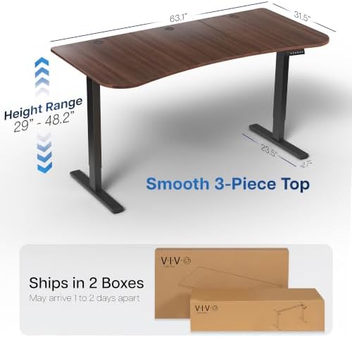 VIVO Dark Walnut 63 x 32 in Standing Desk, DESK-KIT-1B1D - Image 3