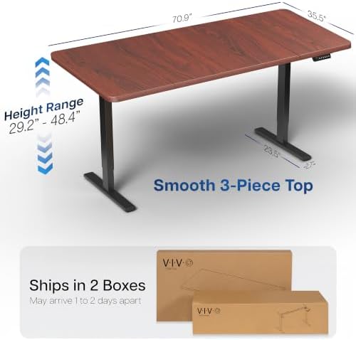 VIVO Dark Walnut 71 x 36 in Standing Desk, DESK-KIT-1B7D-36 - Image 3