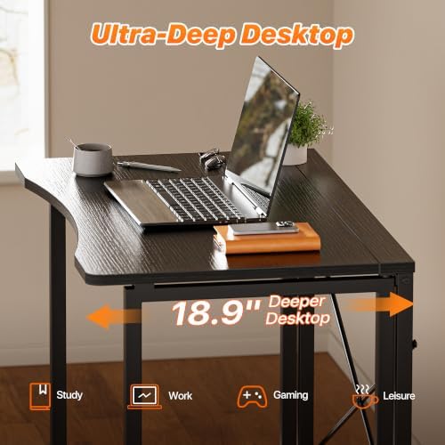 Huuger Folding Desk for Small Spaces, 31.5 Inch Foldable Computer Table - Image 4