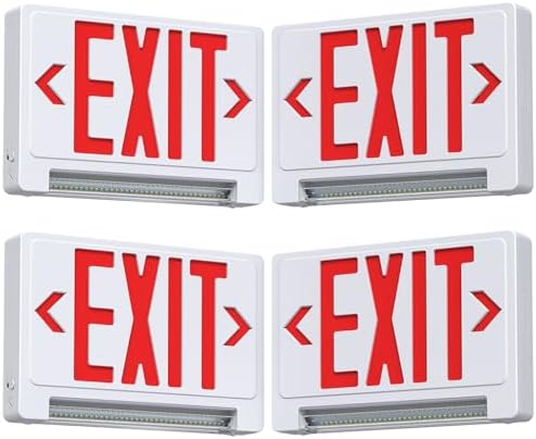 Exit Signs with Emergency Lights Battery Backup, UL Listed Double-sided Exit sign with Adjustable Light Pipe, Hardwired Compact Commercial Lighted Exit Sign, 120/277V Top/Side/Wall Mount (4 Pack) by SITISFI