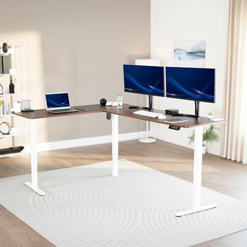 VIVO Dark Walnut 84 x 63 in Corner Standing Desk, DESK-E3CTWD-84 - Image 2