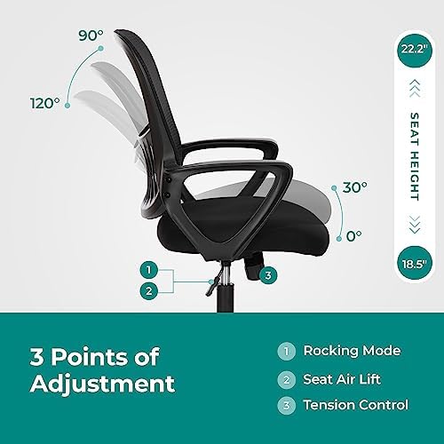 OLIXIS Home Office Chair, Mesh Desk Chair, Ergonomic Lumbar Support - Image 4