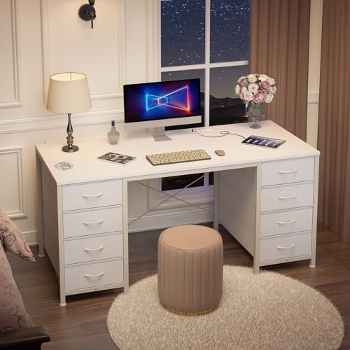 50 Inch Computer Desk with 8 Drawers for Home Office, Bedroom, Living Room - Image 3