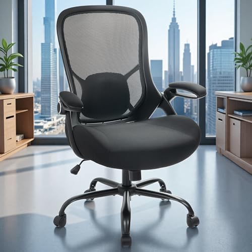 HYLONE 400lbs Heavy Duty Office Chair, 5" Thickened Seat Ergonomic Desk Chair with Adjustable Armrests, Home Office Computer Chairs for Long Hours Mesh Executive Chair(Black) - Image 2
