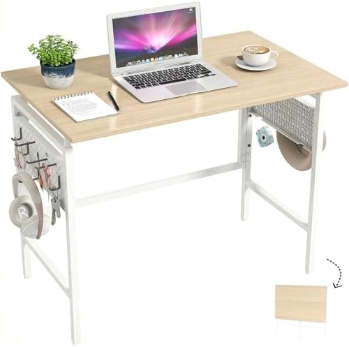 Hadulcet 31'' Foldable Desk, Small Office Desk with 2 Adjustable Pegboards by Hadulcet