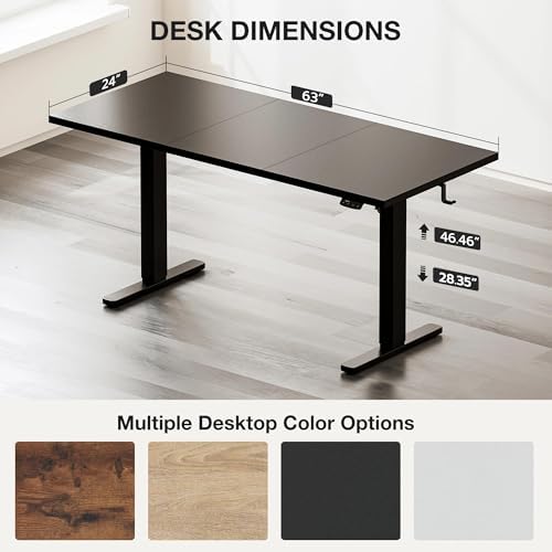Acrolix 63x24 Electric Standing Desk with Cable Net, Black - Image 3