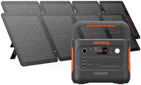 Jackery Solar Generator 1000 v2 with 2x100W Solar Panel,1070Wh Portable Power Station LiFePO4 Battery,1500W AC/100W USB-C Output,1Hr Fast Charge for Outdoor,Off-Grid Living,RV,Emergency by Unknown