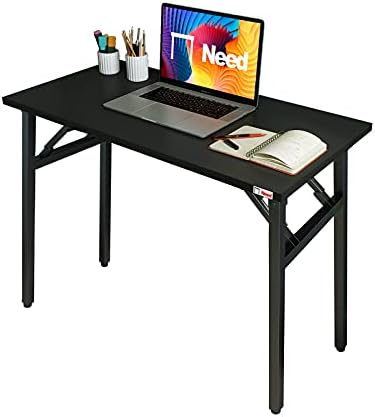 Need Small Computer Desk 31.5 in Folding Home Office Table Black by Need