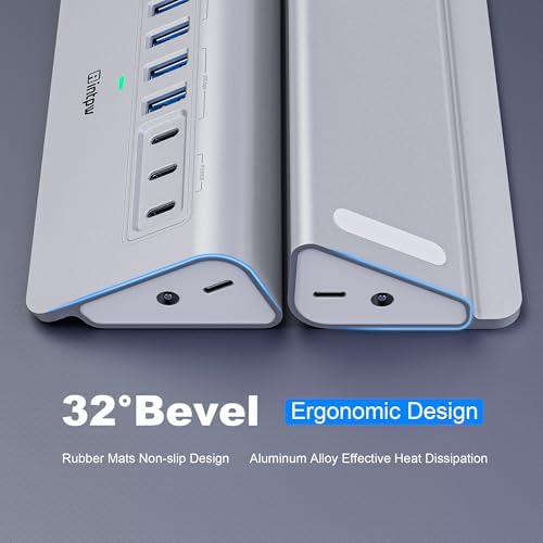 Powered USB Hub 10Gbps, intpw YH6AC 9-Port USB 3.2 Hub (USB A/USB-C 3.2, 4 USB 3.0, 2 PD 45W Charging Ports), 65W Power Adapter + 3.3FT Cable, Aluminum USB Hub for PC/Laptop, iPhone 17/16/15 - Image 5