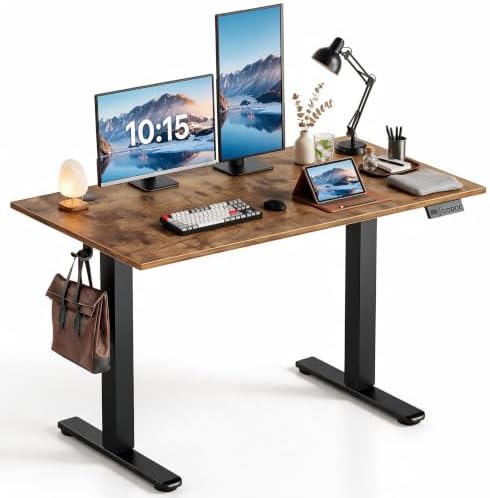 Claiks 48 x 24 Inch Rustic Brown Electric Standing Desk by CLAIKS