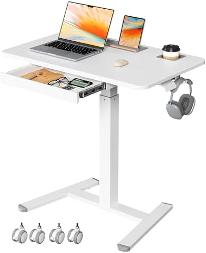 32" Mobile Desk with Drawer, Rolling Standing Desk on Wheels by JYLHJOYSEEKER