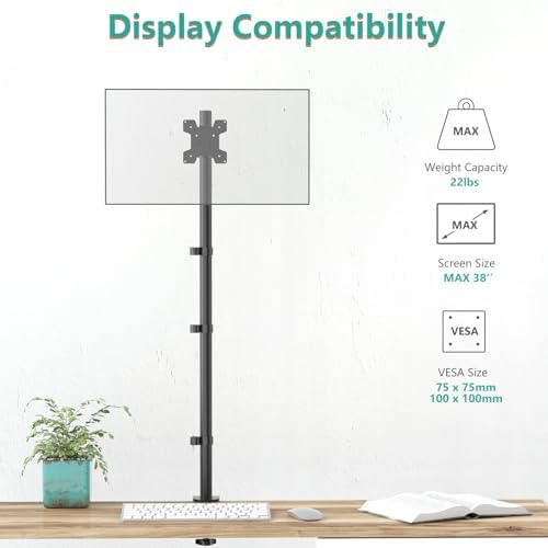 WALI Tall Monitor Arm Mount for Desk for 13-38 inch Screens, up to 22lbs - Image 2