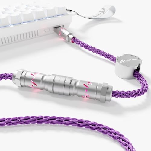 ATTACK SHARK C07 Custom Braided Aviator Cable with Light Up RGB-Purple by ATTACKSHARK