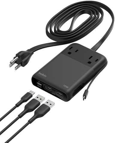 Belkin Charging Station Power Strip Dual USB-C Charger 2 AC 2 USB-A 70W GaN by Unknown