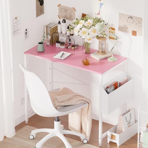 Pamray 32 Inch Computer Desk for Small Spaces with Storage Bag, Home Office Work Desk with Headphone Hook, Small Office Desk Study Writing Table - Image 2