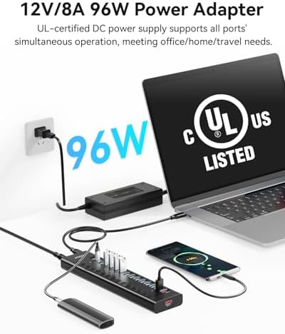 Powered USB Hub, AGEEN 16-Port USB 3.2 Hub (14 USB-A+2 USB-C), 10Gbps - Image 6