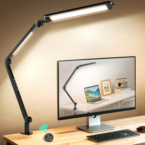 LED Desk Lamp with Clamp, Dual Light Adjustable Puzzle Light with Remote by YULINKCOLighting