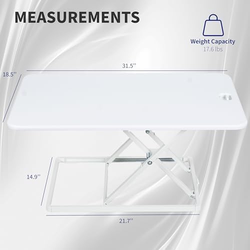 VIVO White 32 in Single Top Standing Desk Converter, DESK-V032JW - Image 3