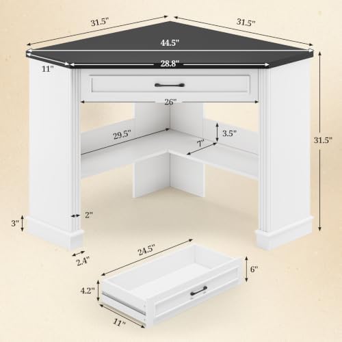 SEDETA Farmhouse Corner Desk for Small Space, White Small Computer Desk - Image 2