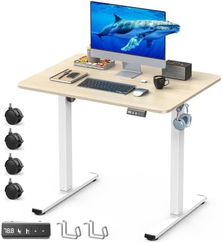 32" Small Rolling Electric Standing Desk Adjustable Height for Home Office by XyndyxErgonomicDesign