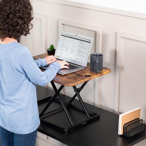 VIVO Vintage Brown 26 in Single Top Standing Desk Converter, DESK-V001JN - Image 5
