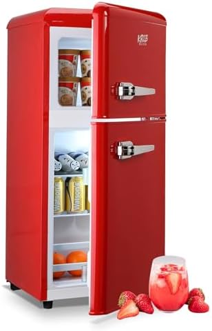 Refrigerator with Freezer 3.5 Cu.Ft Top-Freezer Compact Refrigerator Red by KRIBBLING