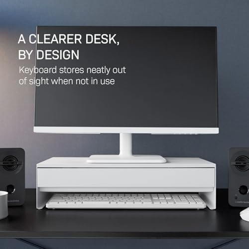 YAMAZAKI Home Monitor Stand with Drawer and Cable Management Riser, White - Image 6