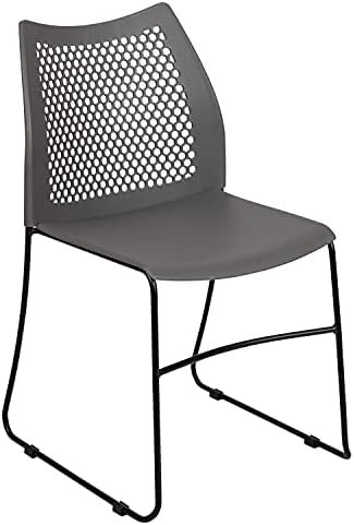 Flash Furniture Hercules Series Contoured Lobby Chairs with Air-Vent Honeycomb Backs, Ergonomic Stacking Chairs for Offices, Set of 5, Gray - Image 5