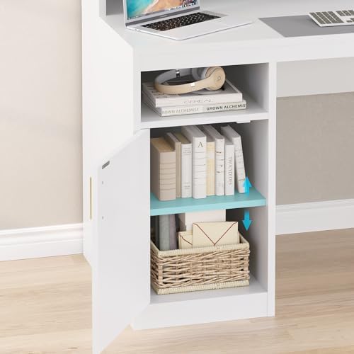 65" White Computer Desk with 3 Drawers & Printer Shelf for Home Office - Image 6