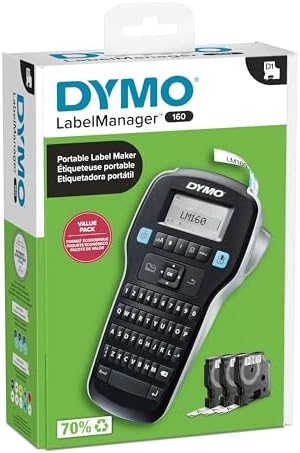 DYMO LabelManager 160 Label Maker Bundle with 3 D1 Label Cassettes, Portable Handheld, QWERTY Keyboard, One-Touch Smart Keys, Large Display, Home & Office Organization - Image 3