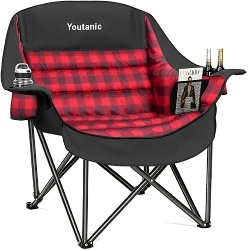 Youtanic Oversized Large Padded Camping Chair, 400 lbs Foldable Lawn Chair by Youtanic