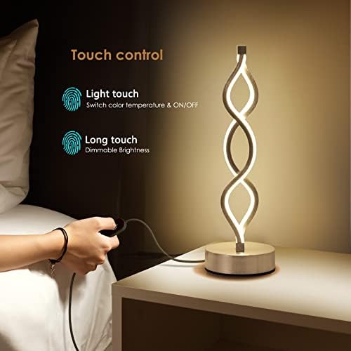 NUÜR Silver Table Lamps Set of 2, 15.8 Inch LED Bedside Lamps - Image 2